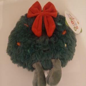 Plush Toy Wreath with Red Bow